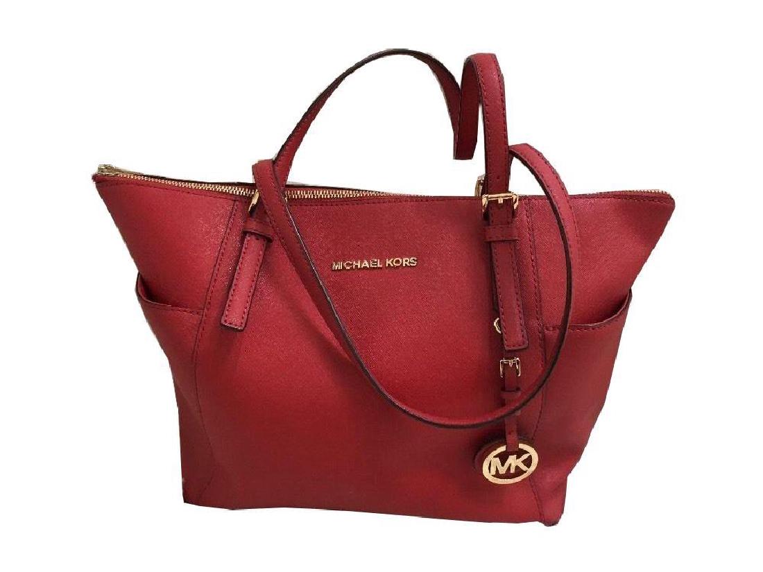 Michael Kors Purse Red Leather Designer Medium Sized: Beautiful red leather purse by Michael Kors medium sized purse barely used like new handbag or over the shoulder