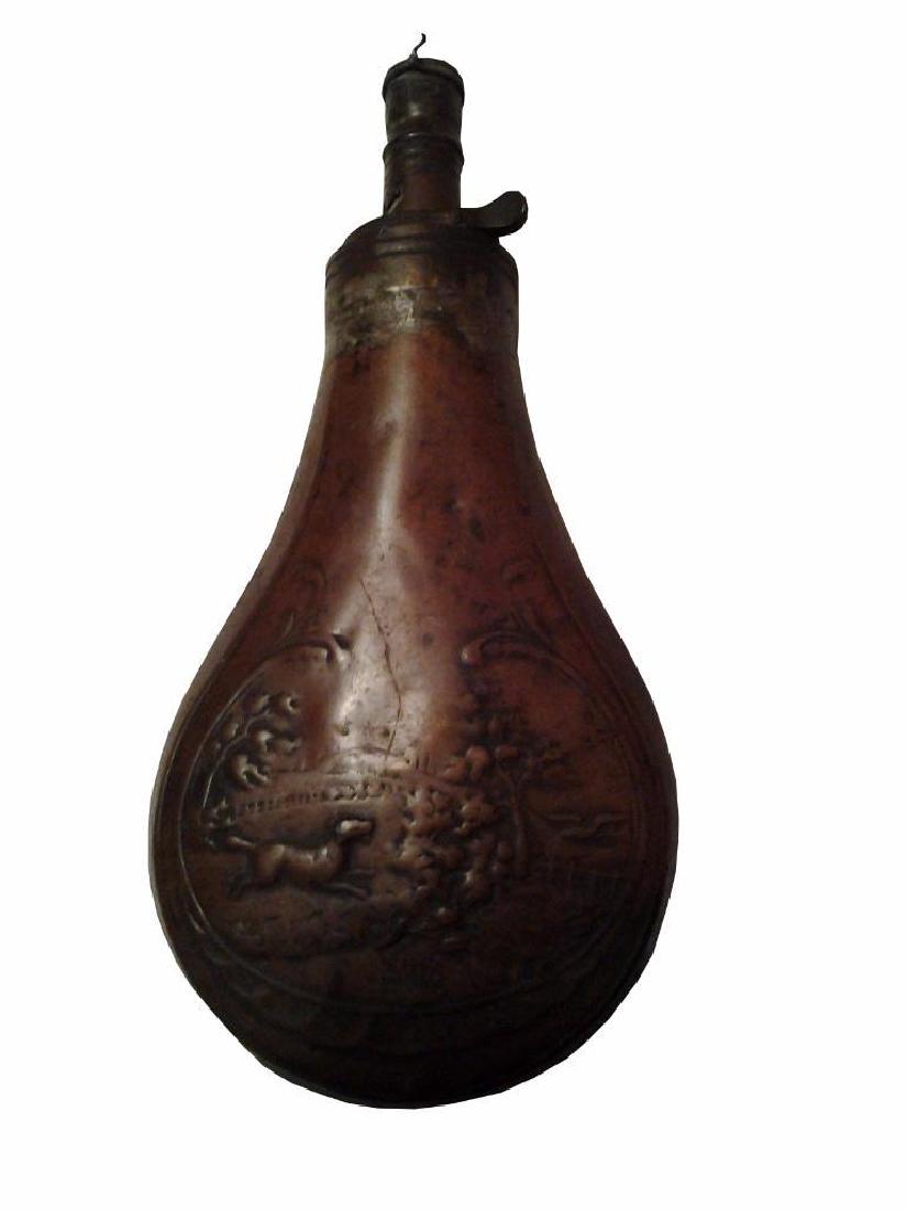 Vintage Antiquecast Gun Powder Cannister Flask Holder