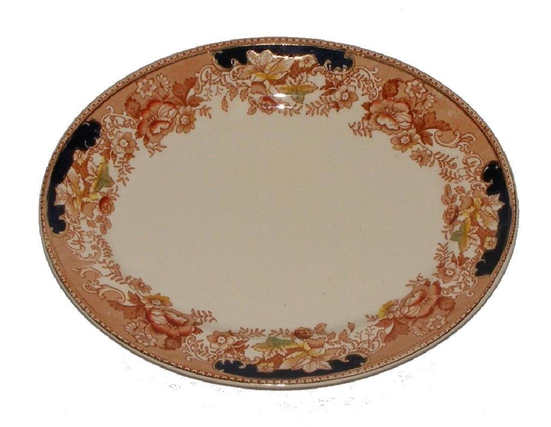 20thc Thomas Hughes English Staffordshire Platter: Antique 1930's ornate Heirloom style English Staffordshire china serving tray platter in the "Unicorn" pattern. Excellent condition with no chips, cracks, or crazing & has it's original luster & gold