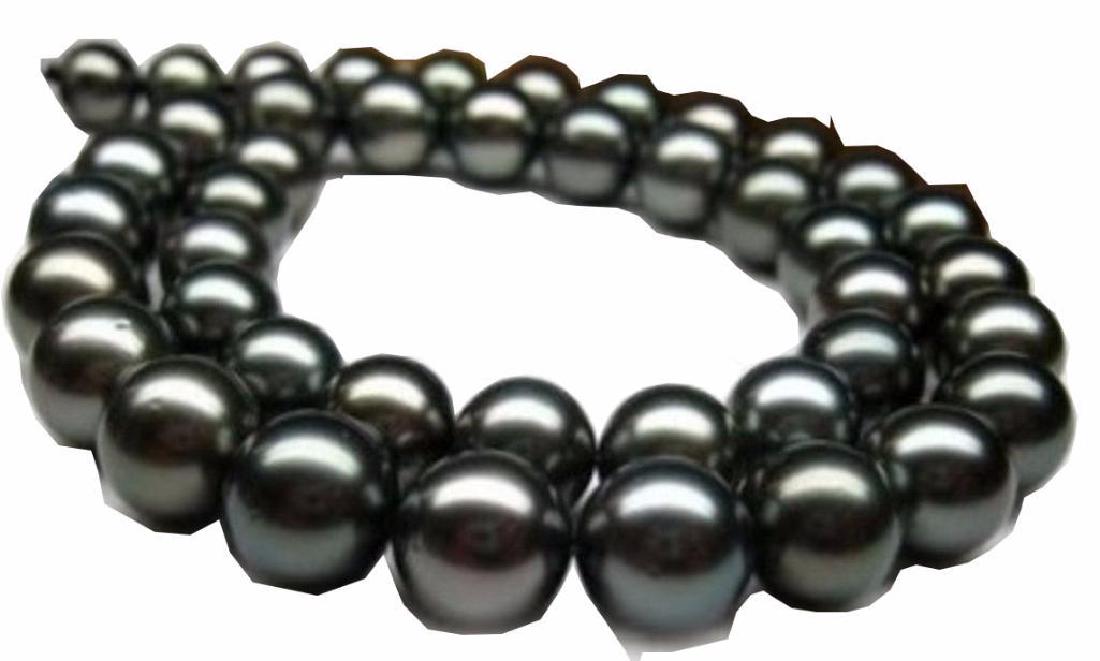 natural 100% 14K AAA+ 9-10mm tahitian black pearl: natural 100% 14K AAA+ 9-10mm tahitian black pearl necklace 35 inch