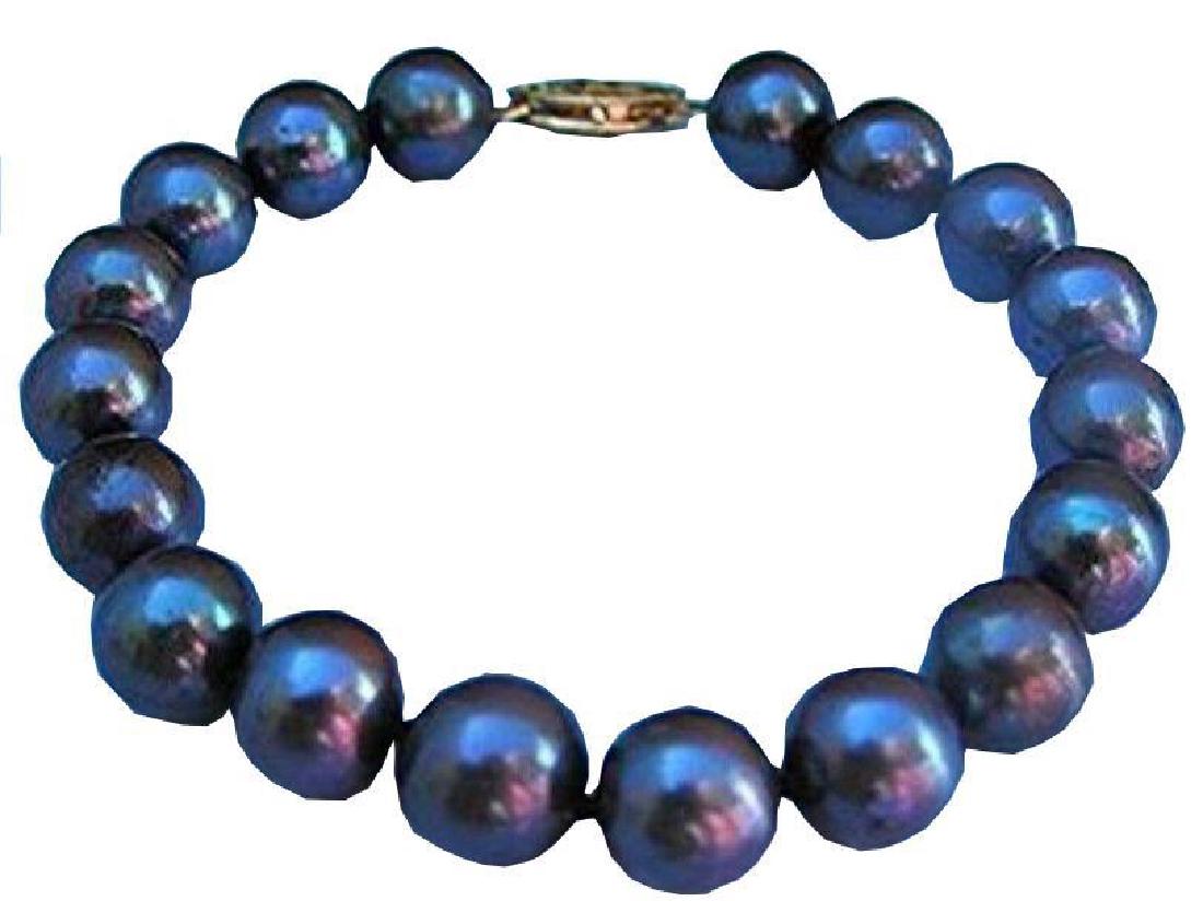 10-11mm Tahitian Black Pearl Bracelet 7.5-8 Inch 14k: 10-11mm tahitian black pearl bracelet 7.5-8 inch 14k yellow gold clasp marked