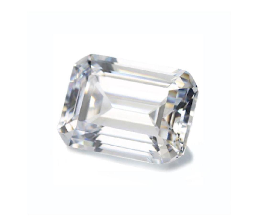 1.74cts Emerald Step-Cut Bianco Diamond 6AAAAAA Loose: Size: 8x6mm Cut: Emerald Step-Cut Type: Bianco Diamond Color: White/Clear Quality: 6AAAAAA ?Category: Loose Gemstone This Bianco diamond is ready to be mounted as a ring or pendant. Bianco® is a trad