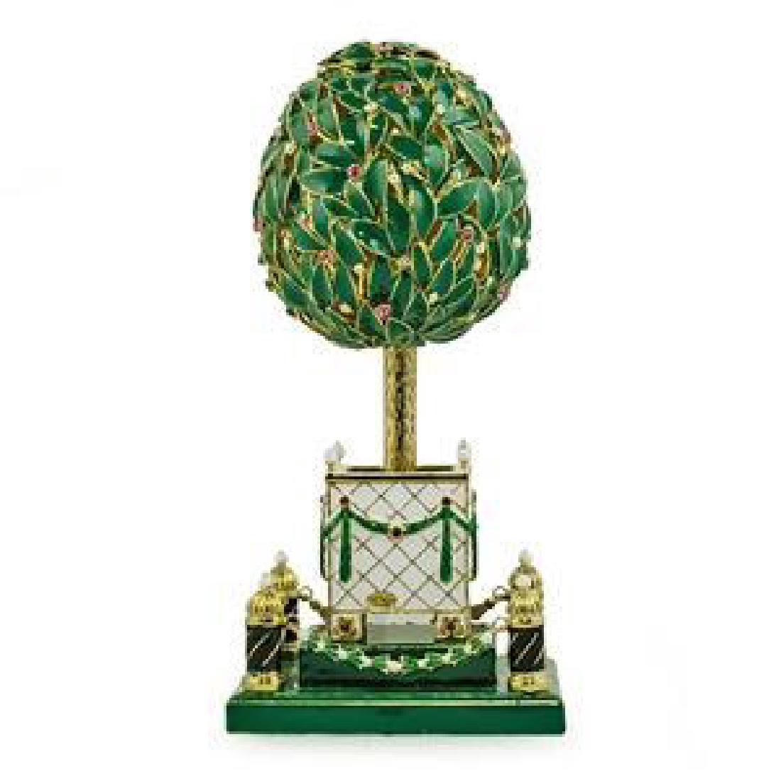 1911 Bay Tree Faberge Egg: 1911 Bay Tree Faberge Egg 7 ''(H) X 3'' (W)1 lb 9 oz Pewter, Enamel, 54 Crystals Boxed