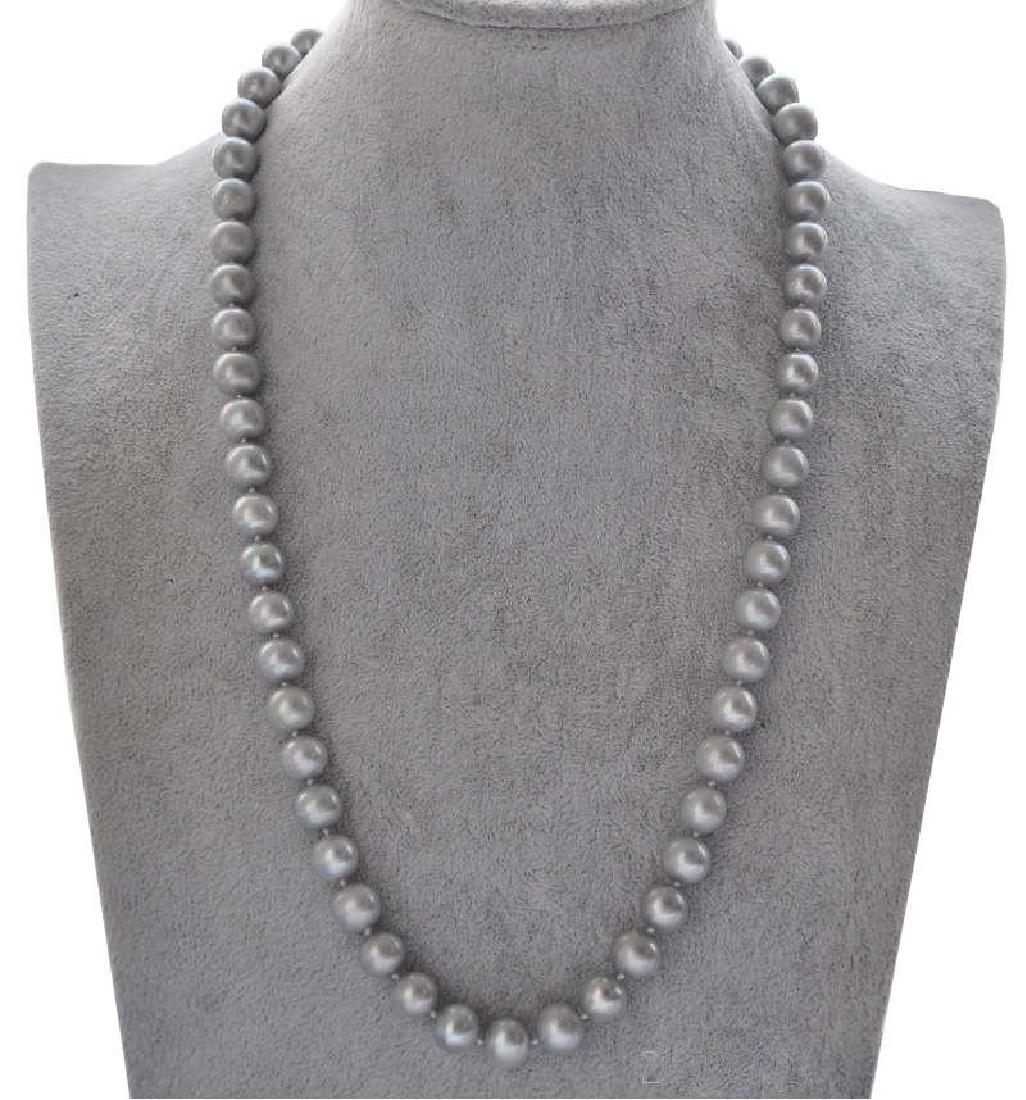 21''aaa++ 9-10mm Natural Tahitian Gray Pearl Necklace: 21''aaa++ 9-10mm Natural Tahitian Gray Pearl Necklace 14k - 9188-020118-EB-43033