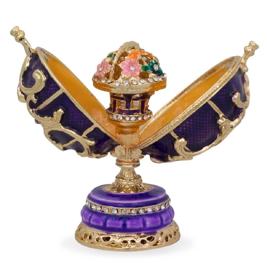 1899-1903 Spring Flowers Russian Faberge Egg 3": 1899-1903 Spring Flowers Russian Faberge Egg 3" 3'' Inches Tall x 2 Inches Diameter 8.5 cm Tall x 5.5 cm DiameterEnamel Gold Plated Pewter, Austrian CrystalsRemovable Magnetic Bouquet Figurine Russian