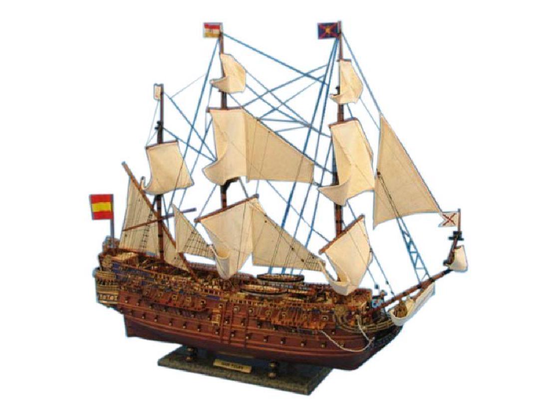 San Felipe Limited Tall Model Ship 38": Finely-crafted, elegant details define King Phillip’s grand warship the San Felipe as museum-quality features define these Limited Edition scale replica tall ship models of the famous galleon. Atten