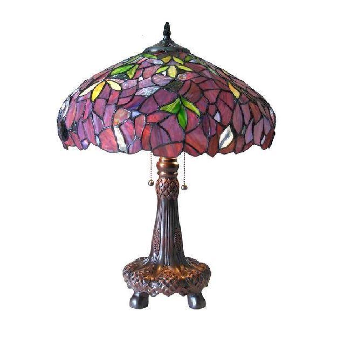 Tiffany Style Table Lamp Victorian Mission Craftsman: Description: Tiffany Style Table Lamp Stained Glass Desk Art Deco Mission Craftsman Victorian This Tiffany style floral design 2-light table lamp features an antique bronze finish that will complement