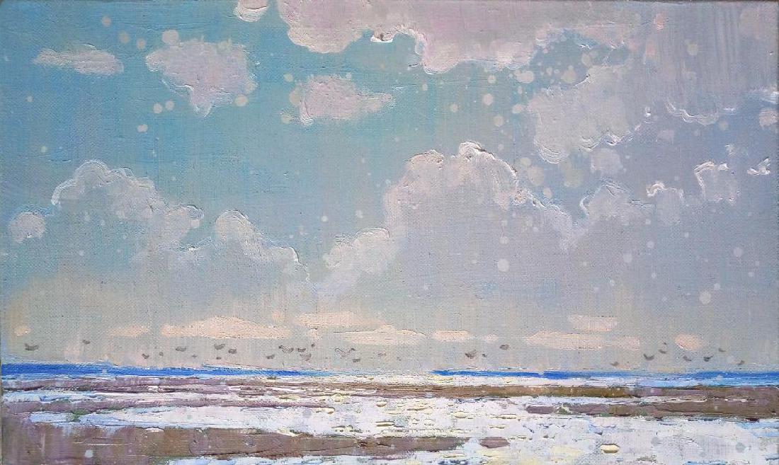 Impressionism Oil Painting Clouds Plein Air Summer: Impressionism Oil Painting Clouds Plein Air Summer Small Sunny Landscape Ukrainian artist Anna gusarova "clouds" 30 x 50 cm \ 11,8 x 19,6 in High-quality oil on canvas signed, dated 2017 good conditio