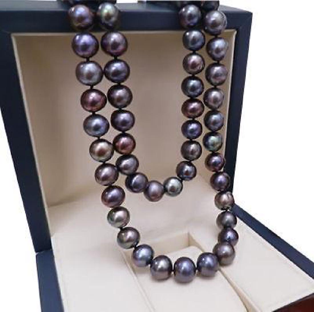 9-10mm Natural Tahitian Black Pearl Necklace 18nch: Main Stone Color: Black Metal: Yellow Gold Metal Purity: 14k Main Stone: South Sea. - 9186-020118-EB-49136