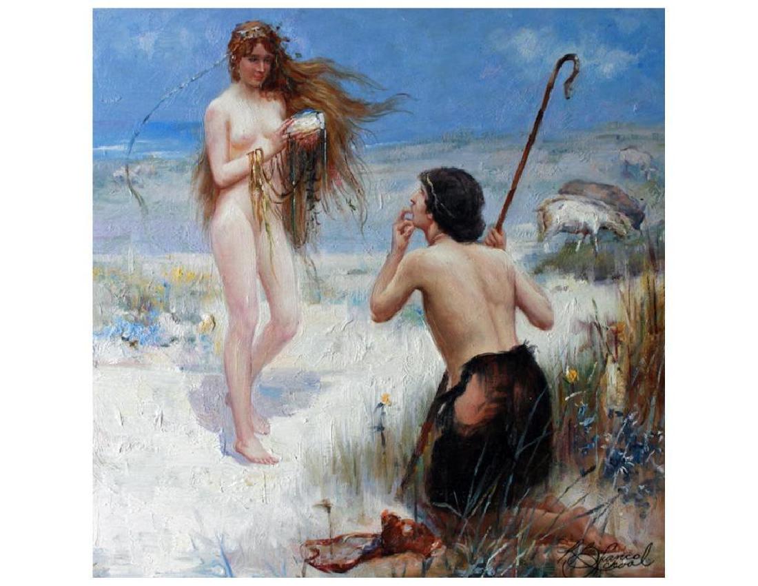 "The Sea Maiden" after the original painted by Arthur: Arthur Hacker RA (St Pancras, Middlesex, 25 September 1858 – 12 November 1919 Kensington, London) was an English classicist painter.