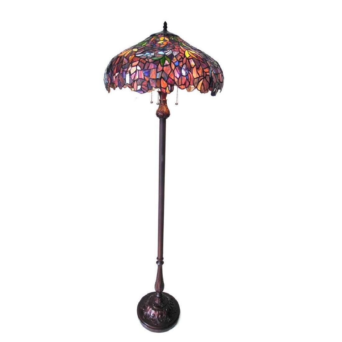 Floor Lamp: "KATIE" Tiffany-style 3 Light Wisteria Floor Lamp 20" Shade This Tiffany-style 3 light Wisteria design floor lamp contains hand cut of 790 pieces copper-foiled stained glass and will compliment many d