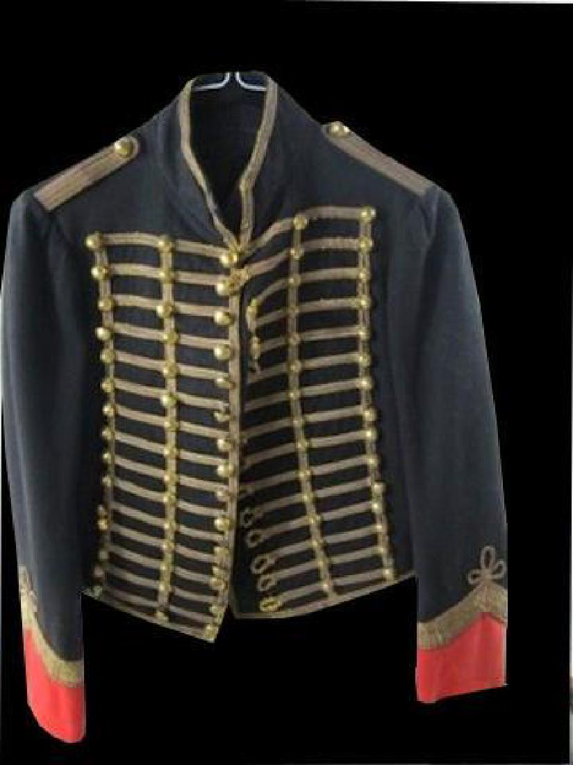 Mid 1800's Zouave Military Uniform, a design copied by: Wool Tunic, field jacket from the mid 19th Century. German Zouave. Black with red wool & gold threaded braid with 92 gold gilt buttons. Inside sleeve marked with the name Zwickau ( Germany ) & the oth