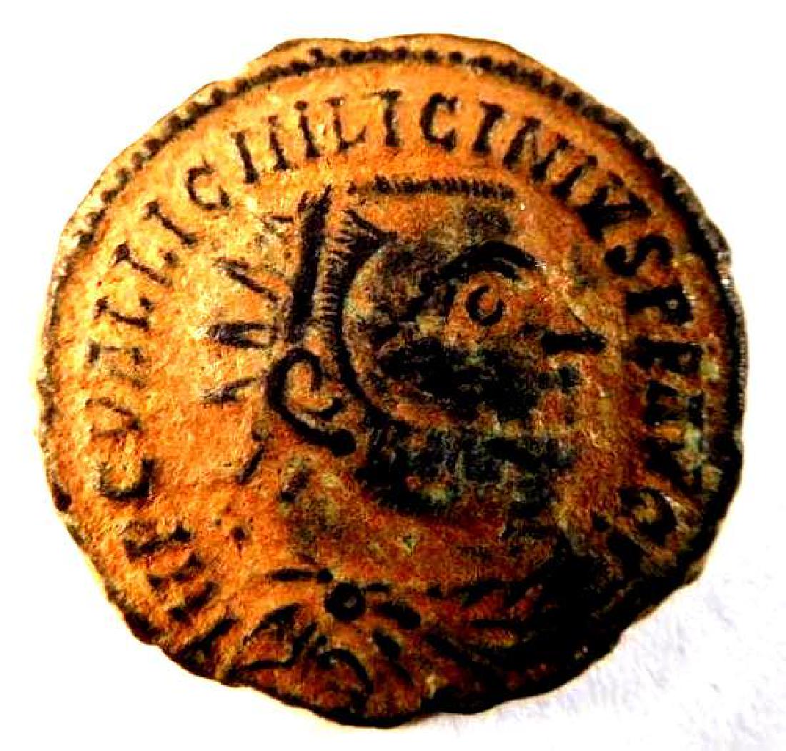 Ancient Bronze Radiate of Emperor Licinius I (308-324: The antoninianus (plural antoniniani) is a modern name for a type of coin minted by the Roman Empire in the 3rd century A.D. Initially, the antoninianus was silver and carried a value of 2