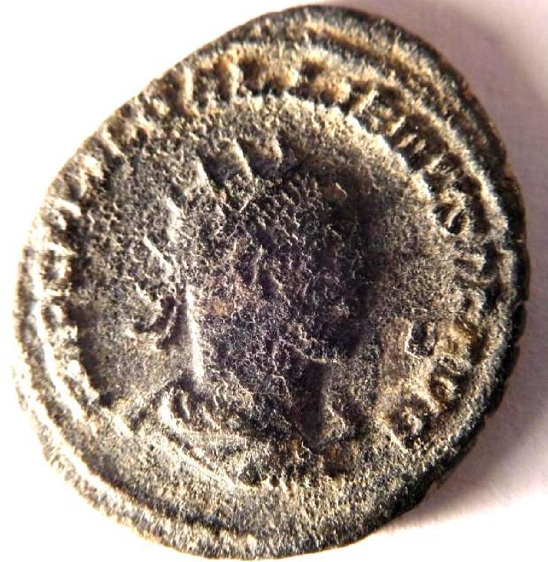 Ancient Bronze Radiate of Emperor Gallinus (253-268: The antoninianus (plural antoniniani) is a modern name for a type of coin minted by the Roman Empire in the 3rd century A.D. Initially, the antoninianus was silver and carried a value of 2