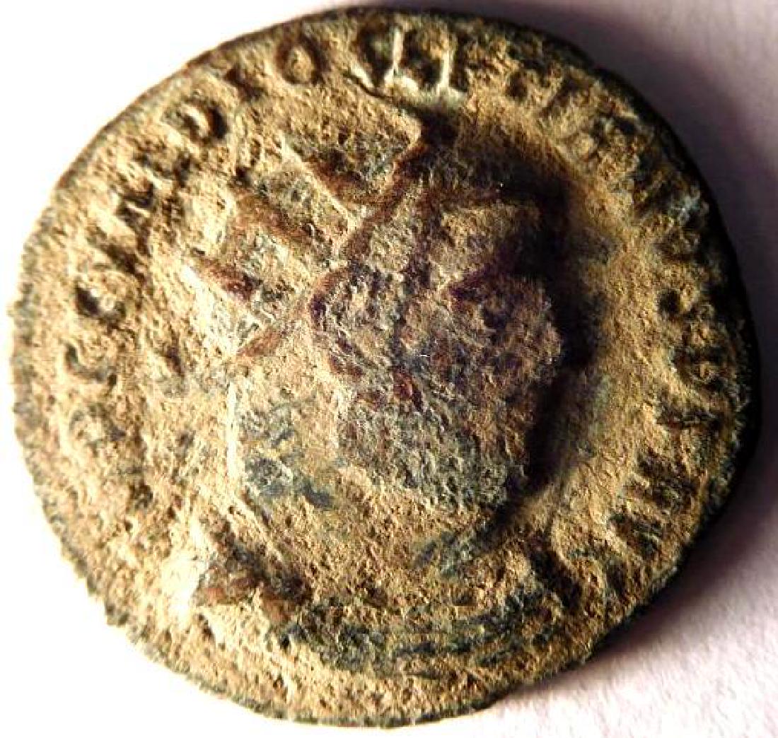 Ancient Bronze Radiate of Emperor Diocletian (284-305: The antoninianus (plural antoniniani) is a modern name for a type of coin minted by the Roman Empire in the 3rd century A.D. Initially, the antoninianus was silver and carried a value of 2