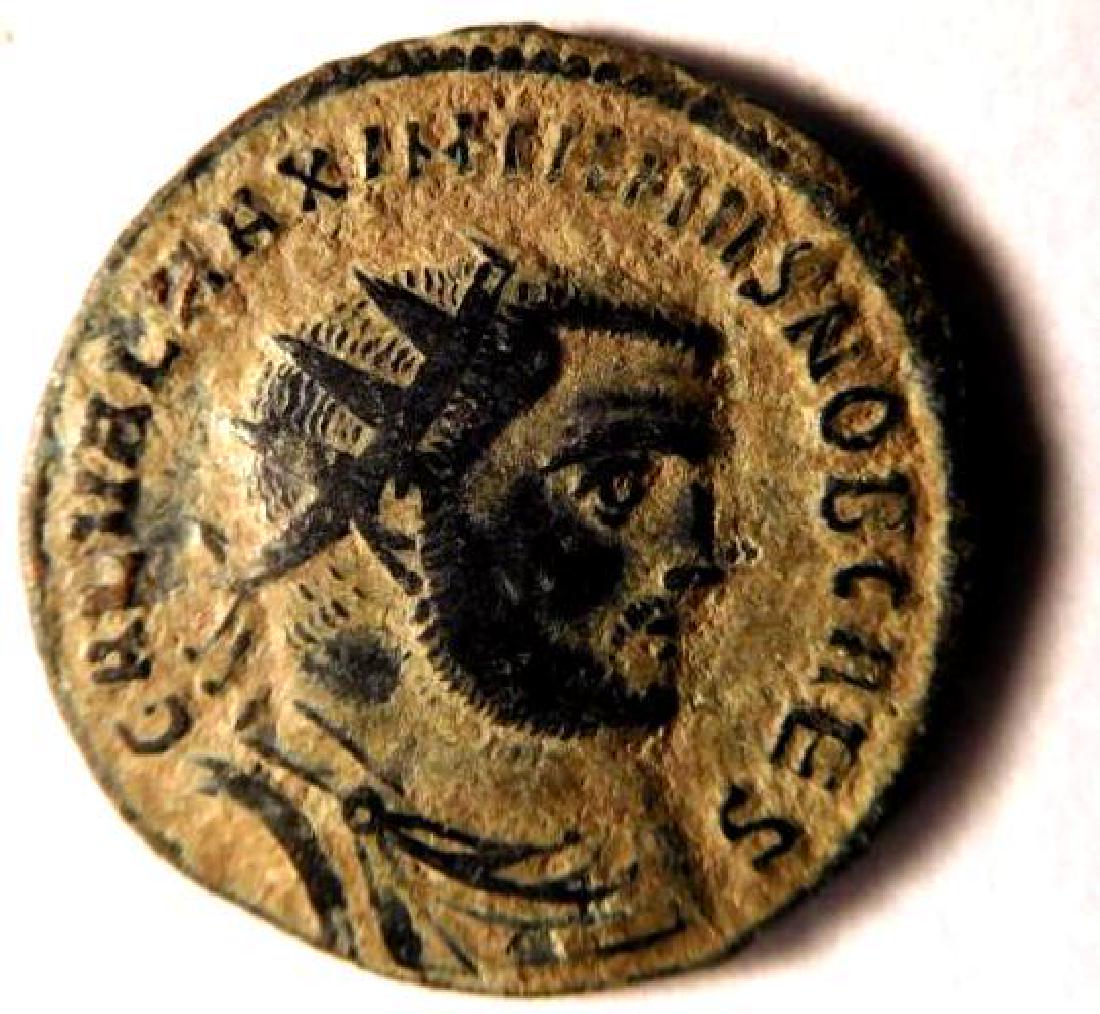 Ancient Bronze Radiate of Emperor Maximianus (286-305,: The antoninianus (plural antoniniani) is a modern name for a type of coin minted by the Roman Empire in the 3rd century A.D. Initially, the antoninianus was silver and carried a value of 2