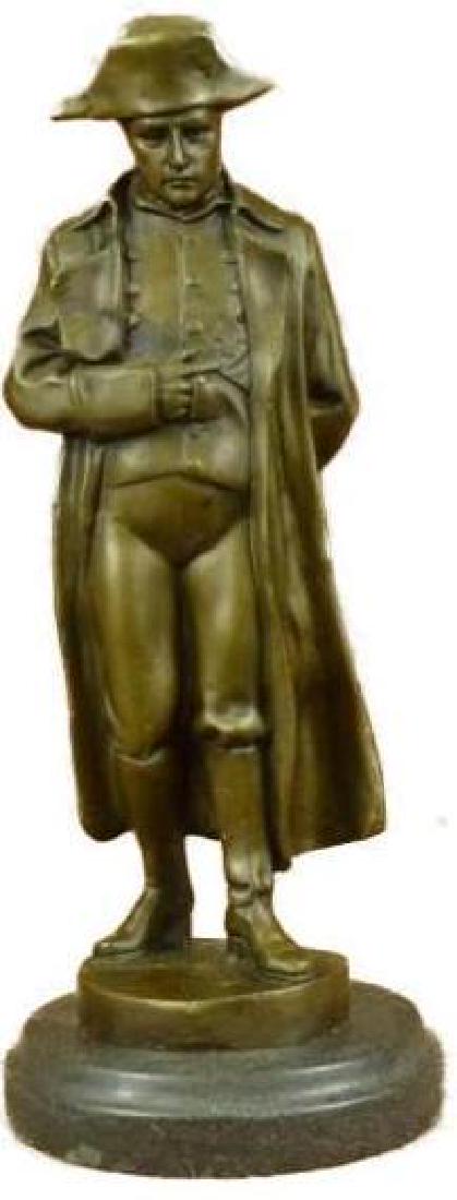 Limited Edition French Commander Napoleon Bonaparte: Limited edition, signed commemorative sculpture, honoring French emperor Napoleon Bonaparte. Lost wax casting method bronze, mounted on marble base. Signed Milo. 11" X 5" 6lbs.