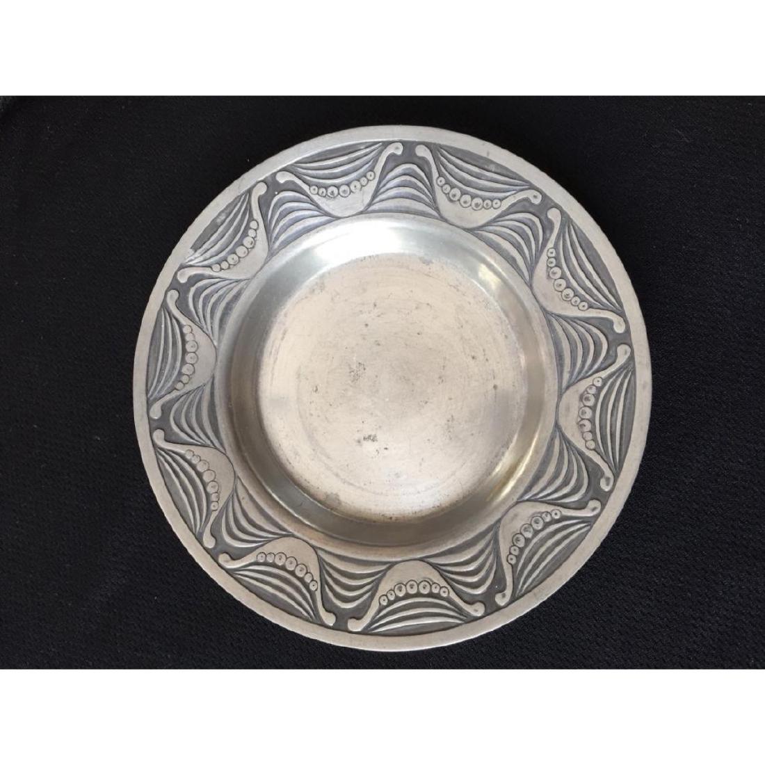 BM Norway Pewter Wine Coaster: Vintage BM Brodrene Mylius pewter wine coaster. The flange decorated with a wave & Viking Norse ship design. Stamped on reverse, BM PEWTER, NORWAY 691/1. 5 1/2" D.