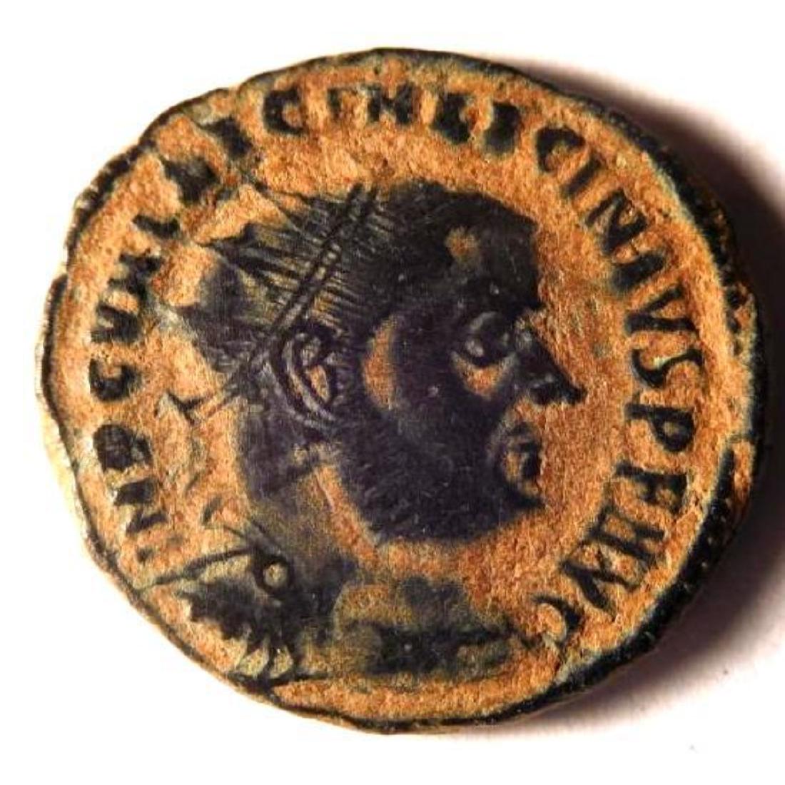 Ancient Bronze Radiate of Emperor Licinius I (308-324: The antoninianus (plural antoniniani) is a modern name for a type of coin minted by the Roman Empire in the 3rd century A.D. Initially, the antoninianus was silver and carried a value of 2