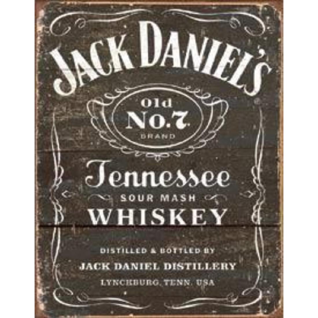 Jack Daniel's - Weathered Logo: Jack Daniel's - Weathered Logo 12.5"Wx16"H- Vintage style decorative tin sign