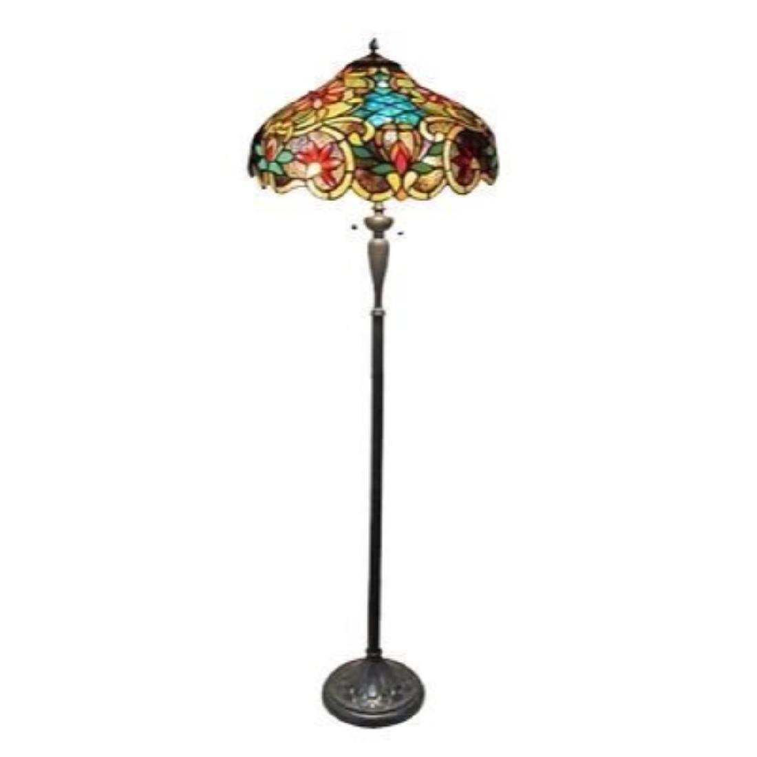 Victorian Floor Lamp: "LESLIE" Tiffany-style Victorian 2 Light Floor Lamp 18" Shade LESLIE, a Victorian downward floor lamp, will make a design statement by itself. Expand the effect by adding one or more of the other lamp