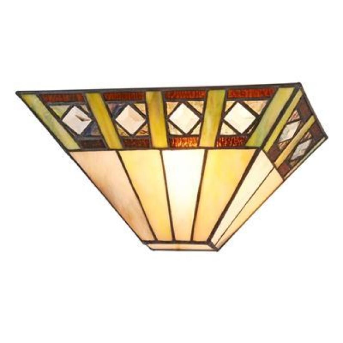 GILES Tiffany-style 1 Light Mission Indoor Wall Sconce: GILES, a Mission Tiffany-style 1 light wall sconce features an elegant light-green shade, sure shine some beautiful color to complement your home with its black finish. Hand crafted from over 60 pie
