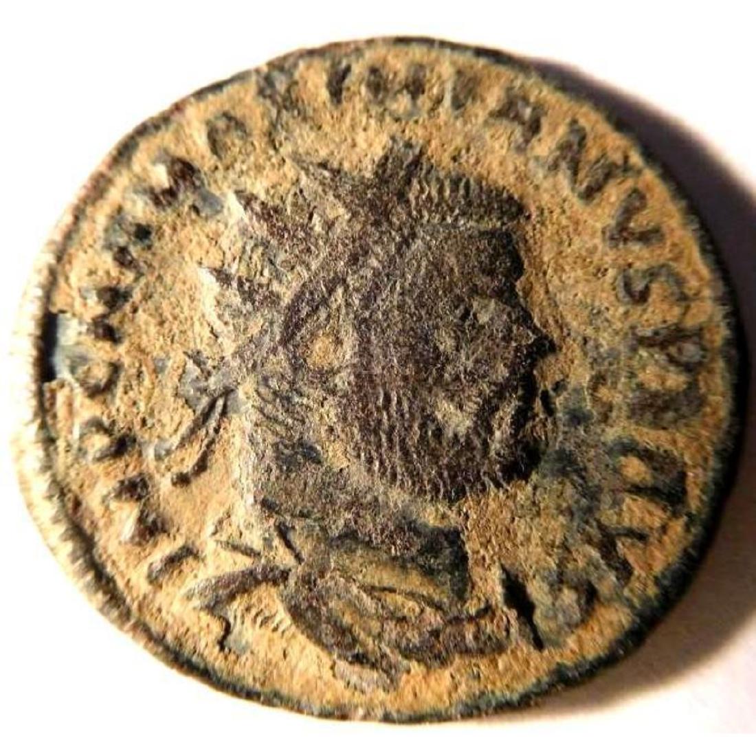 Ancient Bronze Radiate of Emperor Maximianus (286-305,: The antoninianus (plural antoniniani) is a modern name for a type of coin minted by the Roman Empire in the 3rd century A.D. Initially, the antoninianus was silver and carried a value of 2