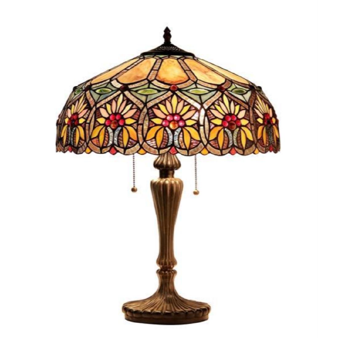 Flowers Table Lamp: "SUNNY" Tiffany-style Floral 2 Light Table Lamp 18" Shade SUNNY, a Floral style table lamp will provide the design focal point for your home. Expand the effect by adding one or more of the other lamps
