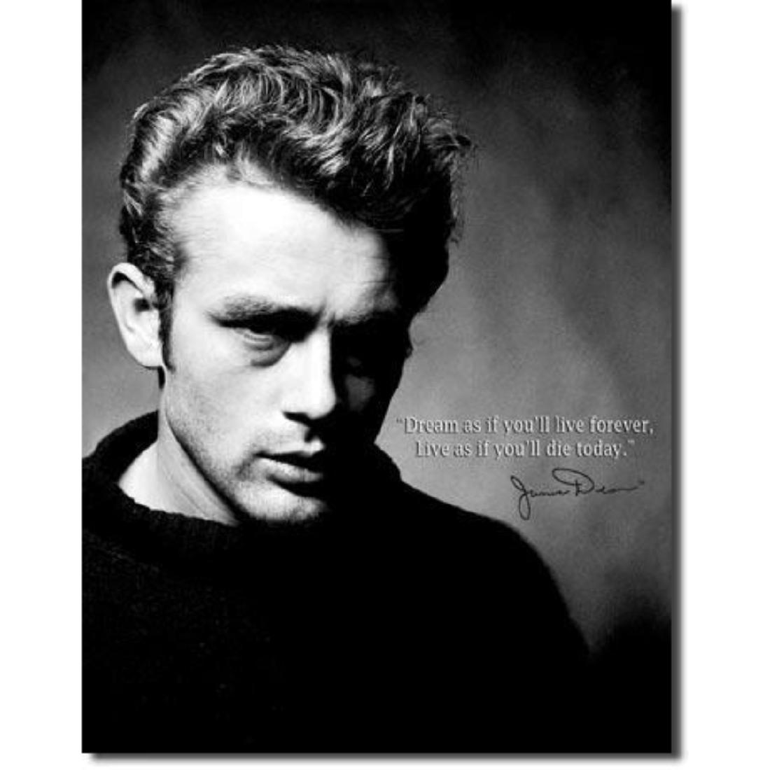 James Dean - Live Forever: James Dean - Live Forever 12.5"Wx16"H- Vintage style decorative tin sign