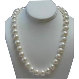 Beautiful 9-10mm White South Sea Pearl 18" Necklace: 9-10mm white round South Sea pearls 18" necklace with silver clasp. 9955B-032618-EB-39501