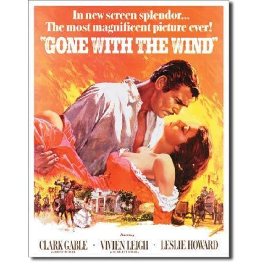 Gone with the Wind Poster: Gone with the Wind Poster 12.5"Wx16"H- Vintage style decorative tin sign