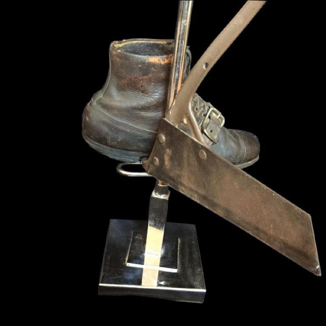 19thc Patent Model Sugar Cane Stalk Cutter: Late 19th Century Patent Model for a Sugar Cane Stalk Cutter. Printed on the cutter - "Address, I.Z. Merriam, Whitewater Wis., Pat. Mar.29. 1892." Blade attachment is 18" L X 7" W with leather strap &