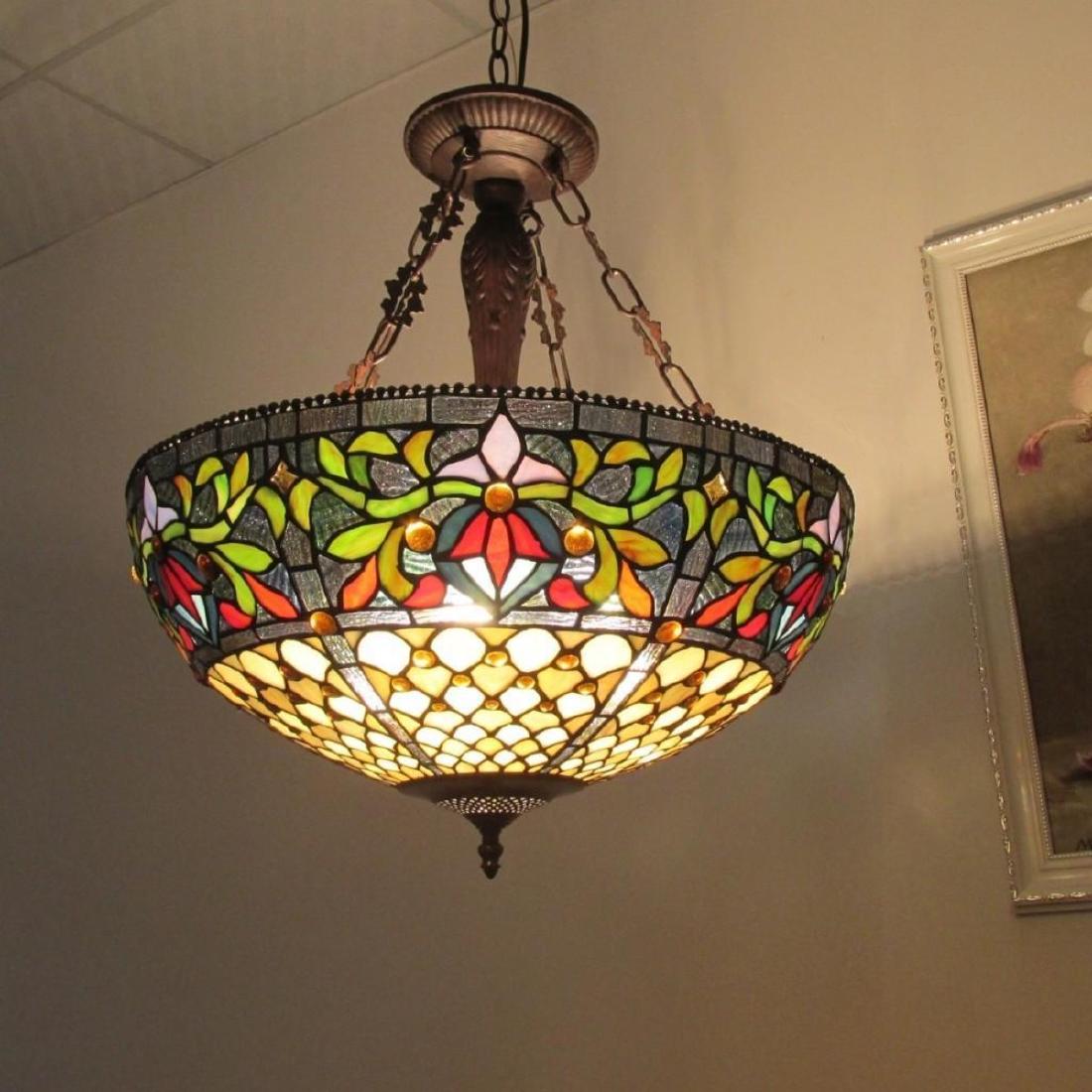 Inverted Ceiling Pendant: FALLON Tiffany-style 3 Light Inverted Ceiling Pendant 20" Shade FALLON, a splendidÂ Inverted ceiling pendant encompasses great detail and lively character.Â Bring an ancient charm to your home by 