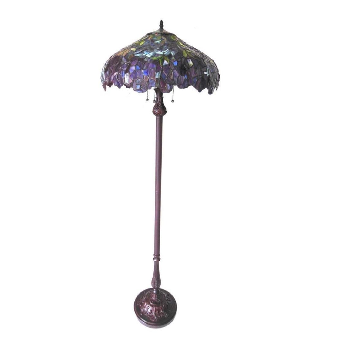 Floor Lamp: "KATIE" Tiffany-style 3 Light Wisteria Floor Lamp 20" Shade This Tiffany-style 3 light Wisteria design floor lamp contains hand cut of 790 pieces copper-foiled stained glass and will compliment many d