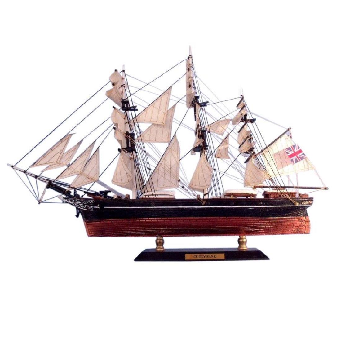 Cutty Sark Limited Tall Model Clipper Ship 15'': One of the fastest clipper ships of the late 19th Century, some say even the fastest of its kind, the Cutty Sark was an impressive vessel in the tea trade between China and London. With a fascinating