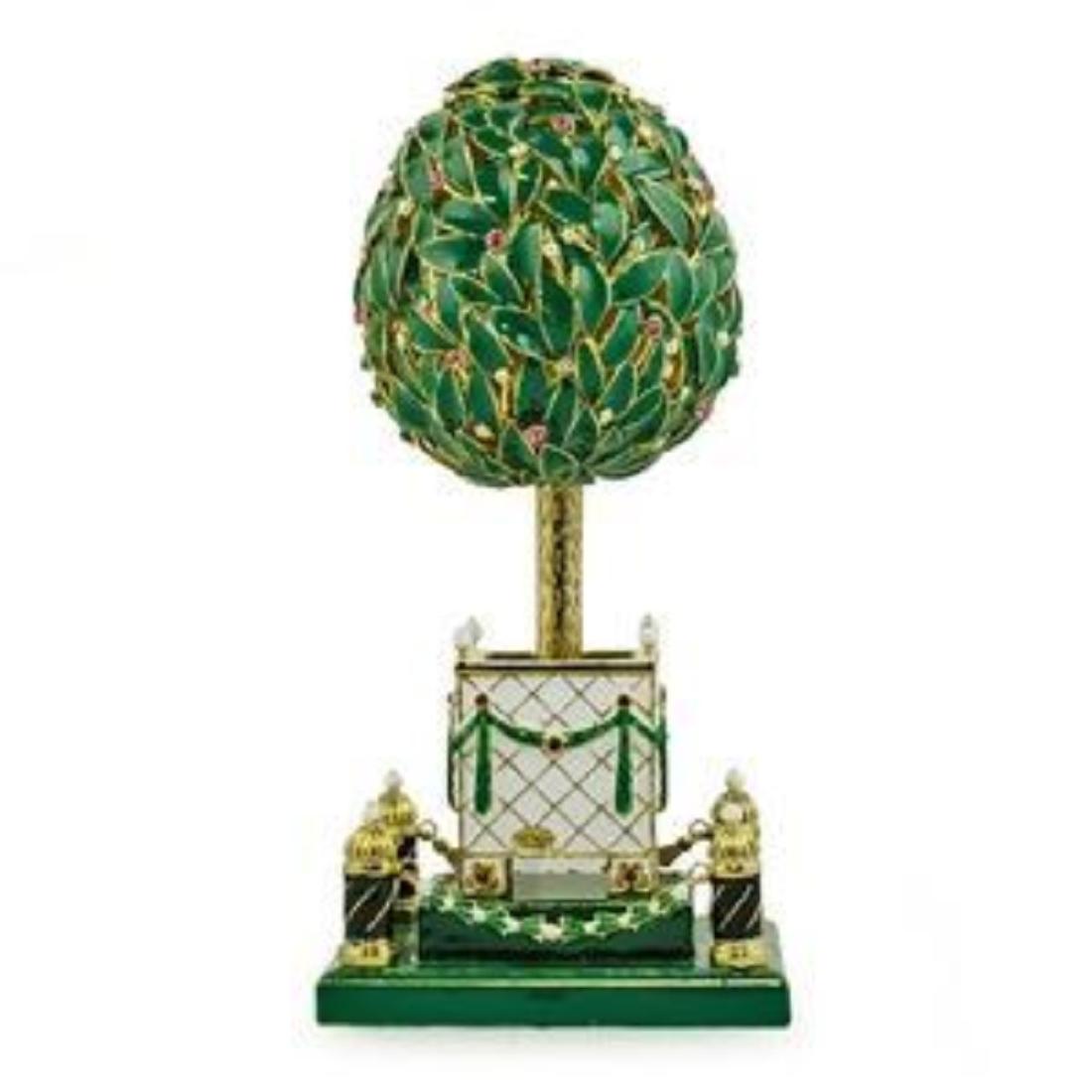 1911 Bay Tree Faberge Egg: 1911 Bay Tree Faberge Egg 7 ''(H) X 3'' (W)1 lb 9 oz Pewter, Enamel, 54 Crystals Boxed