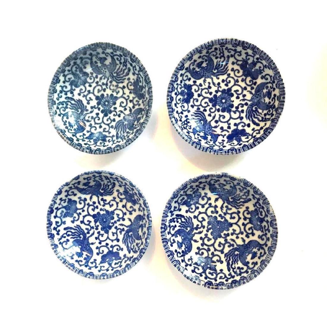 Vintage Set of Japanese Phoenix Flying Turkey Fruit: Set of 4 vintageÂ 1920's - 1930's JapaneseÂ MorimuraÂ BrothersÂ Nippon fruit bowls in the Phoenix or Flying Turkey pattern. All stamped with "Made in Japan" with an "M" inside wreath pattern 