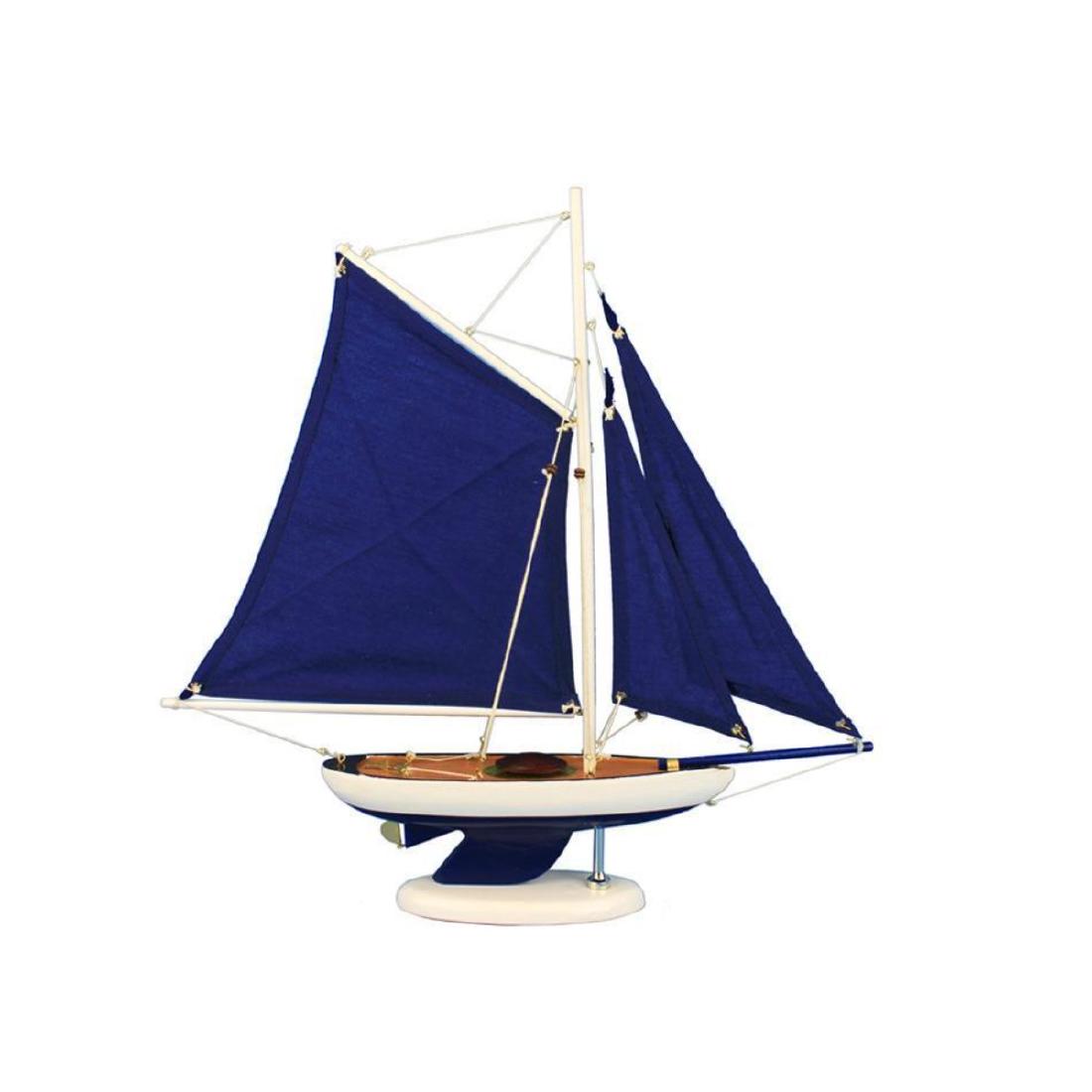 Wooden Bermuda Sloop Dark Blue Model Sailboat: Wooden Bermuda Sloop Dark Blue Model Sailboat Decoration 17" NOT A MODEL SHIP KITÂ Â Â Attach Sails and this Sailboat Centerpiece is Ready for Immediate DisplayÂ Â Brighten your day, or a