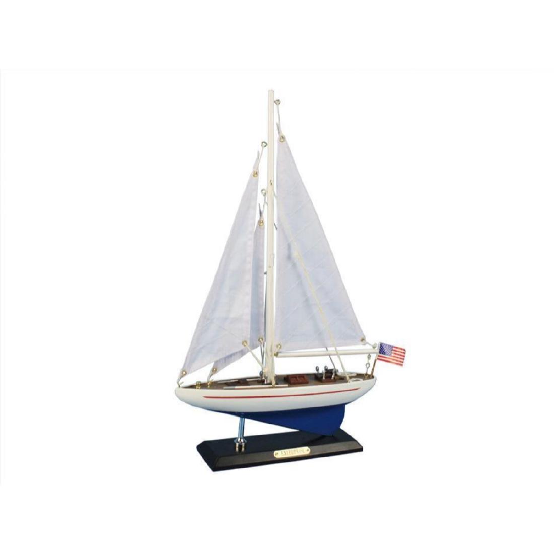 Wooden Enterprise Model Sailboat Decoration 16": Wooden Enterprise Model Sailboat Decoration 16" NOT A MODEL SHIP KITÂ Â Â Attach Sails and this Sailboat Centerpiece is Ready for Immediate DisplayÂ Â Brighten your day, or any room of yo