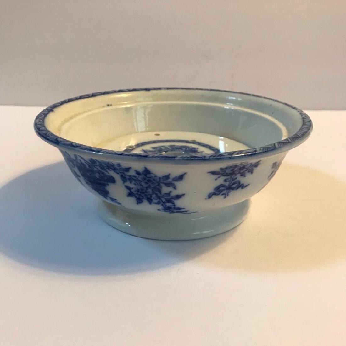 19thc Flow Blue Flower Frog: 19th Century flow blue floral pattern two piece flower frog. 6 1/4" D.