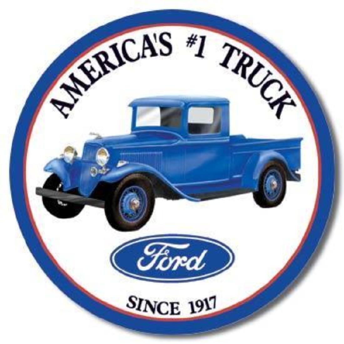 Ford Trucks - Round: Ford Trucks - Round - Vintage style decorative tin signÂ 11.75" Dia.Â