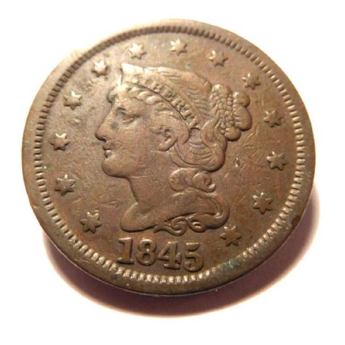 1845 U.S. Large Cent: JC-30101-207 The United States minted "large cents" (and slightly small half cents, starting in 1793. It was not until 1856 that the standard modern sized pennies were first minted. Even then, large c