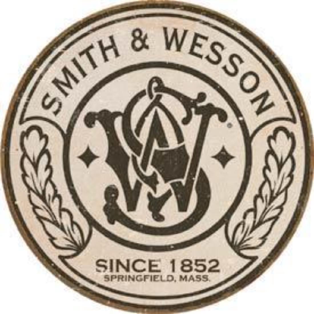 Smith & Wesson: Smith & Wesson - Round 11.75" Dia.Â - Vintage style decorative sign
