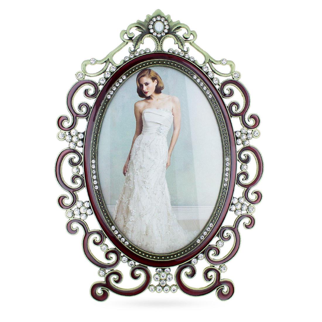 Russian Royal Style Picture Frame 9.7 Inches: Russian Royal Style Picture Frame 9.73 Inches Tall xÂ 7.12 Inches Wide 24.71 cm Tall x 18.08 cm Wide Enamel Gold Plated Pewter Hand Painted Padded Satin Lined Gift Box This sparkling trinket box is 