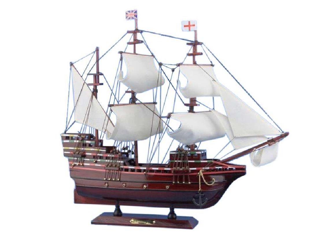 Wooden Mayflower Tall Model Ship 20": Wooden Mayflower Tall Model Ship 20" SOLD FULLY ASSEMBLED Ready for Immediate Display - Not a Model Ship kitÂ Perfectly sized for any small shelf, desk or mantle, these fine tall ship models of the