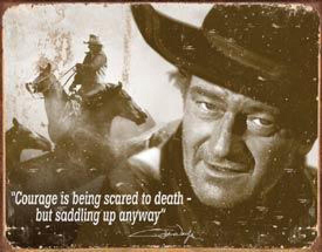 John Wayne - Courage: John Wayne - CourageÂ - Vintage style decorative tin sign