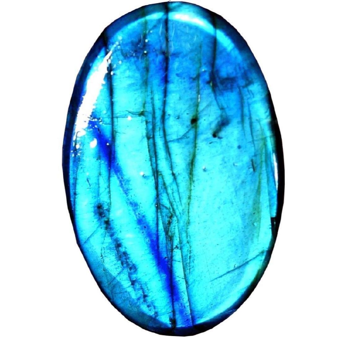 38.45Cts. Natural Blue Labradorite Gemstone Oval: Size: 20X31X06MM Total Carat Weight (TCW): 38.45 Shape: OVAL Brand: Handmade Natural/Lab-Created: Natural Treatment: Not Enhanced Country/Region of Manufacture:India - 9331-021918-EB-60084