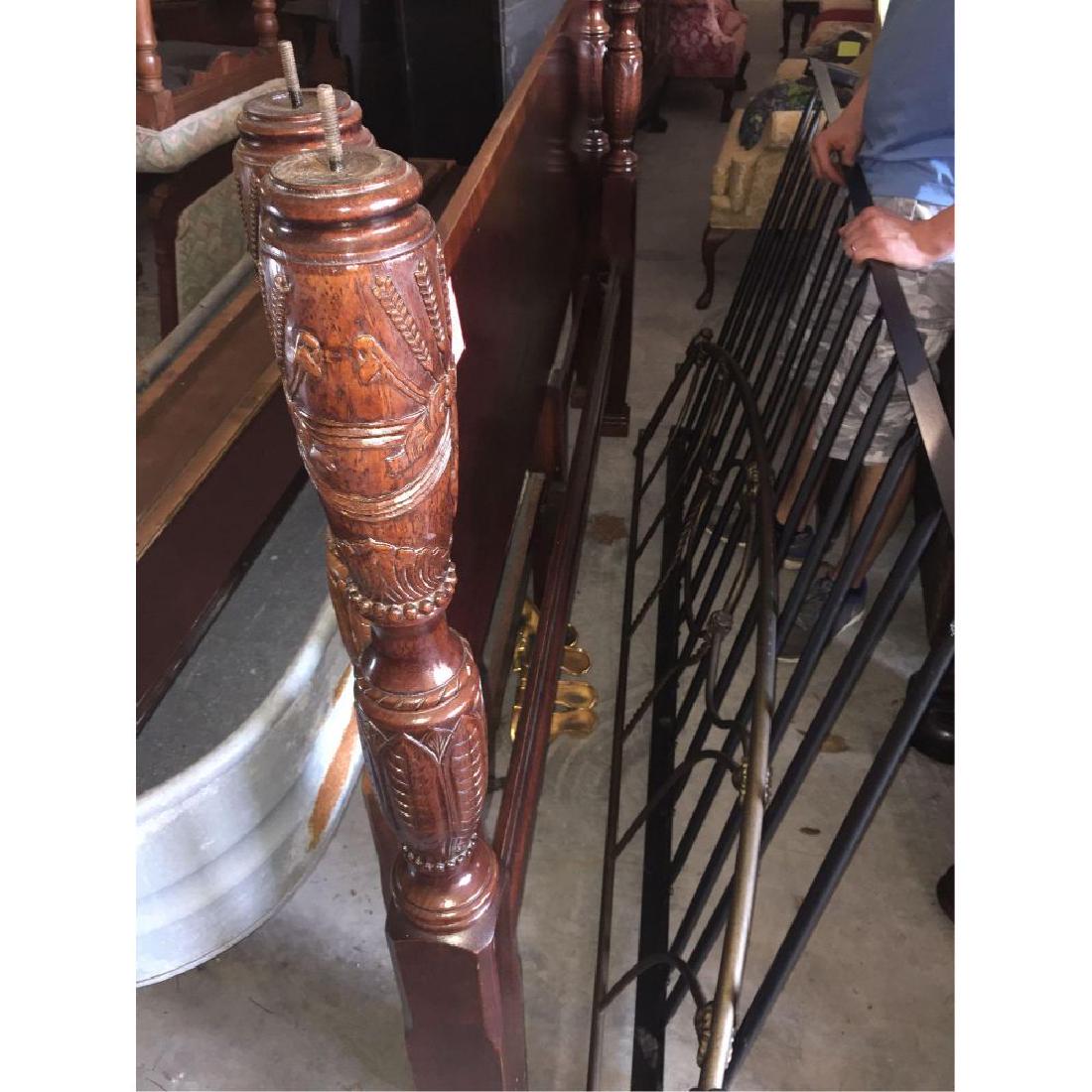 Pineapple motif four-poster king bed: Includes footboard, headboard, and rails