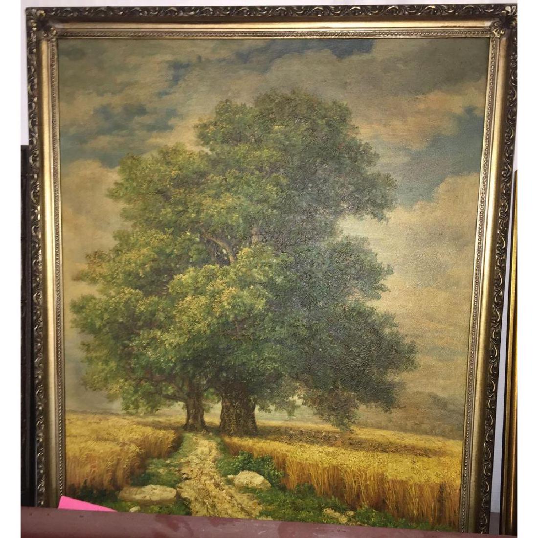Original Oil on Canvas - After John Constable: This landscape oil painting on canvas is after the style of John Constable and comes framed, measuring about 28"W and 40"H