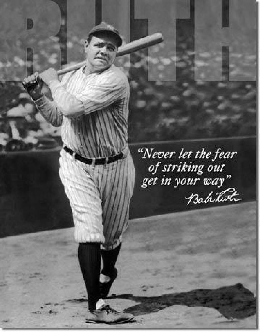 Babe Ruth - No Fear: Babe Ruth - No Fear - Vintage style decorative tin signÂ 12.5"Wx16"HÂ